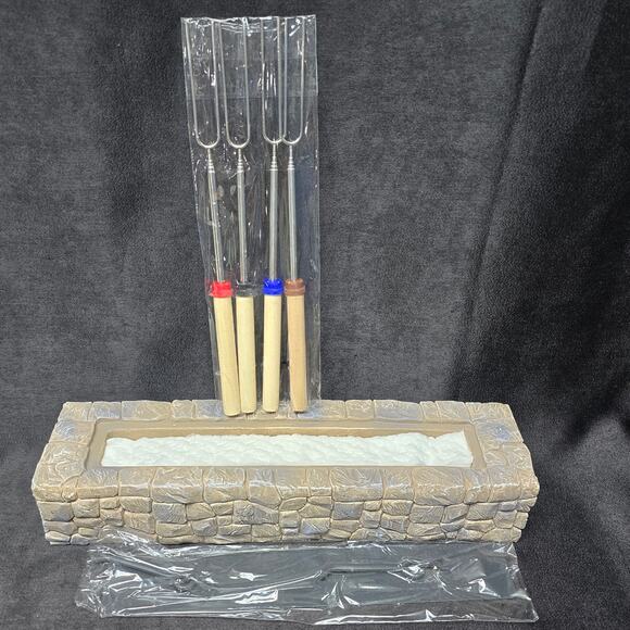 Rectangle Concrete Tabletop Fire Pit Indoor / Outdoor Concrete Table Fireplace - Picture 2 of 13